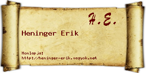 Heninger Erik névjegykártya